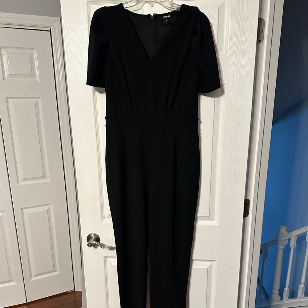 Express Basic Black V Neck Jumpsuit - image 1